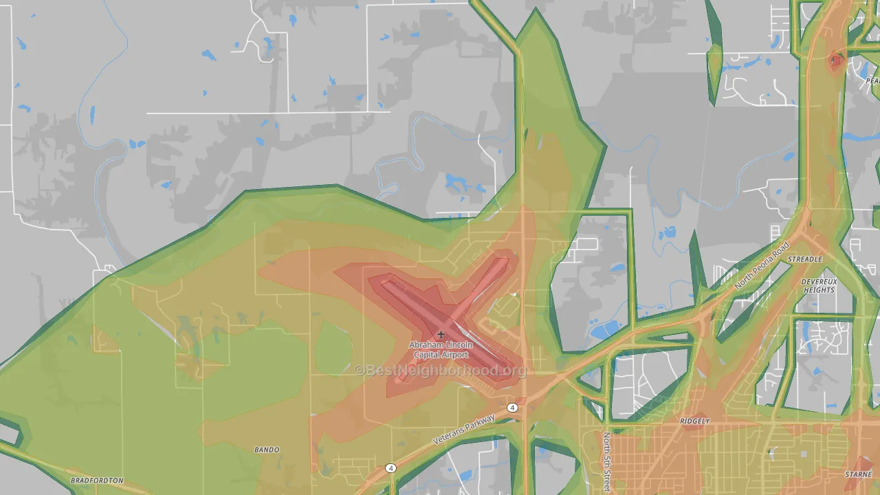 Archer, IL Map of Noise Levels in Archer