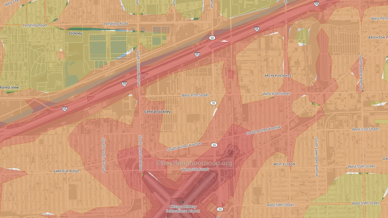 Archer Limits, Chicago, IL Map of Noise Levels in Archer Limits