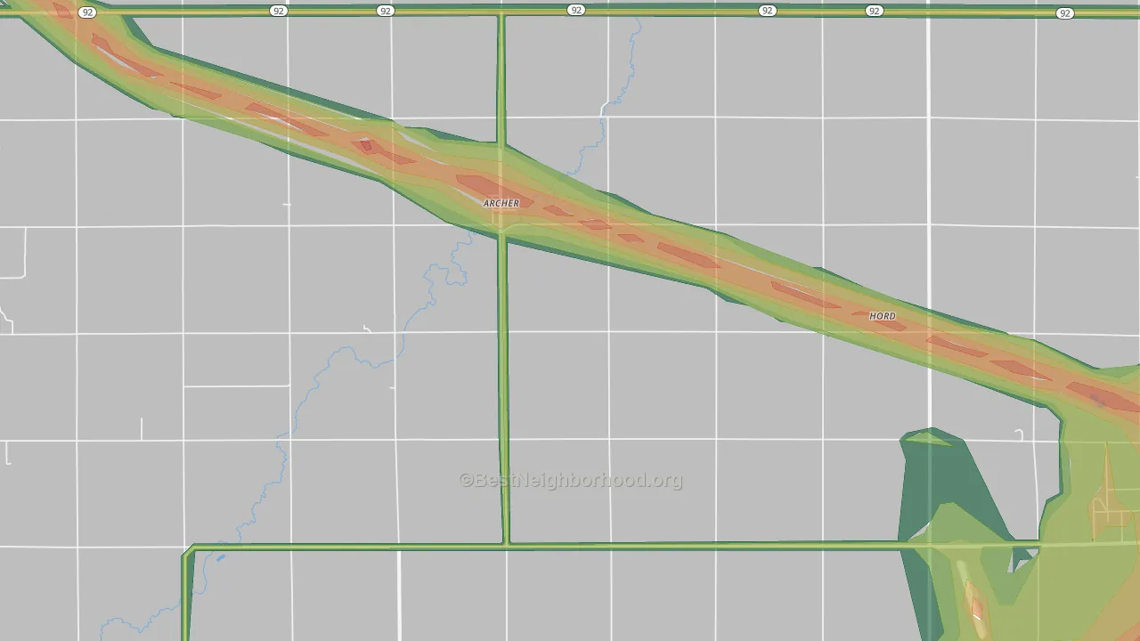 Archer, NE Map of Noise Levels in Archer
