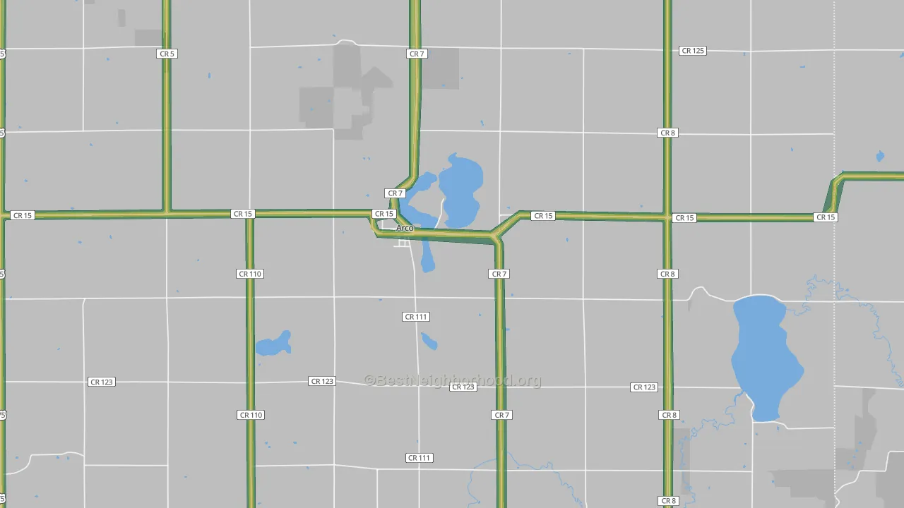 Arco, MN Map of Noise Levels in Arco