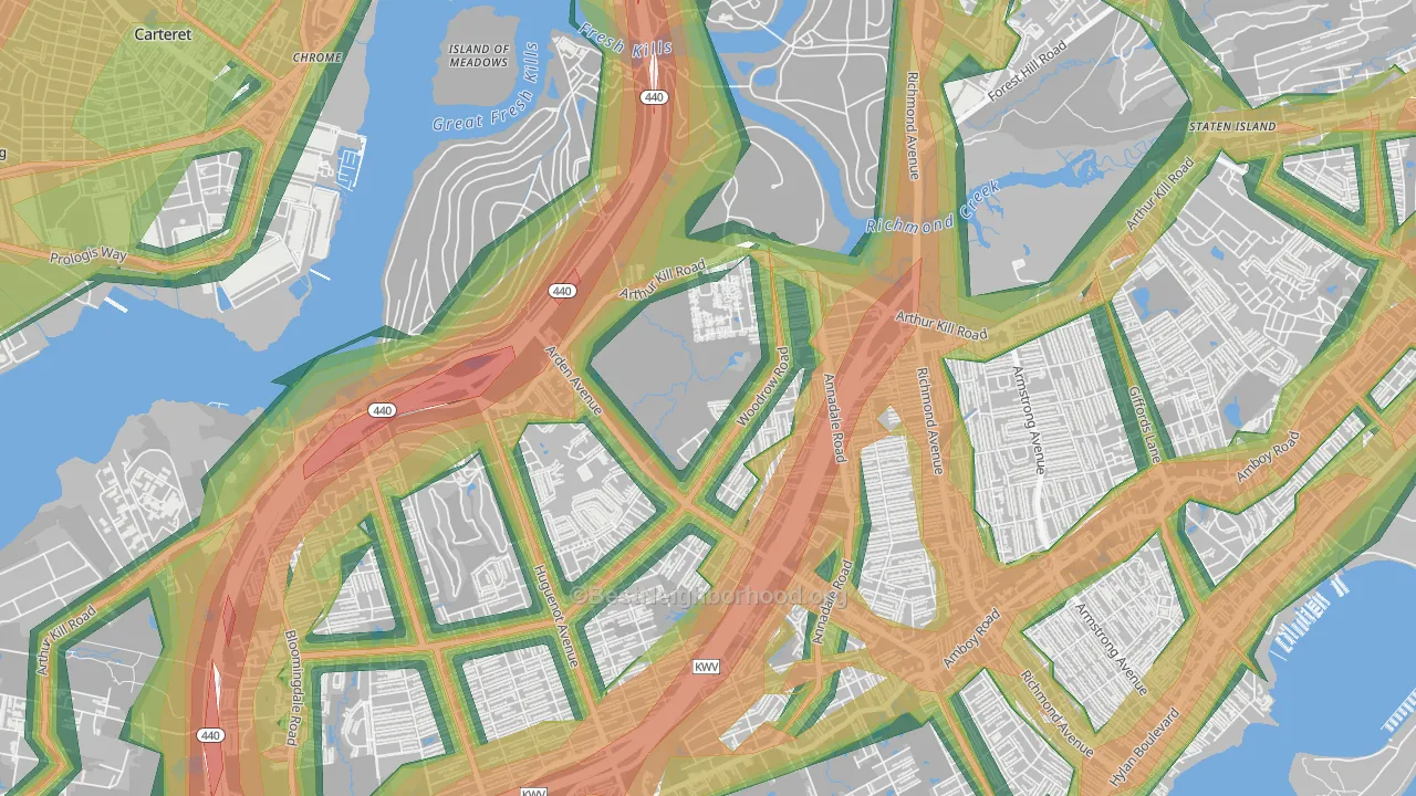 Arden Heights, Staten Island, NY Map of Noise Levels in Arden Heights