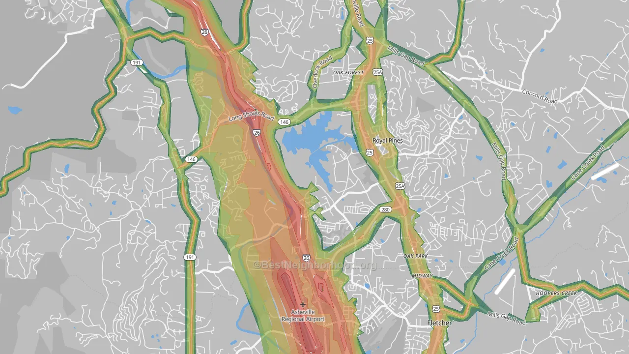 Arden, NC Map of Noise Levels in Arden