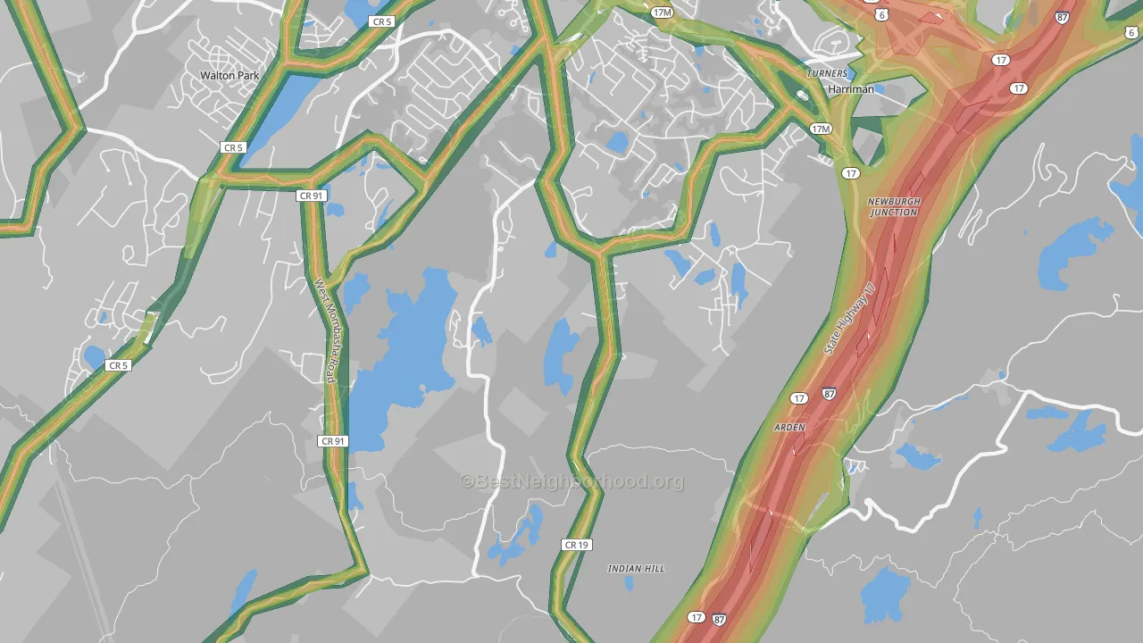 Arden, NY Map of Noise Levels in Arden