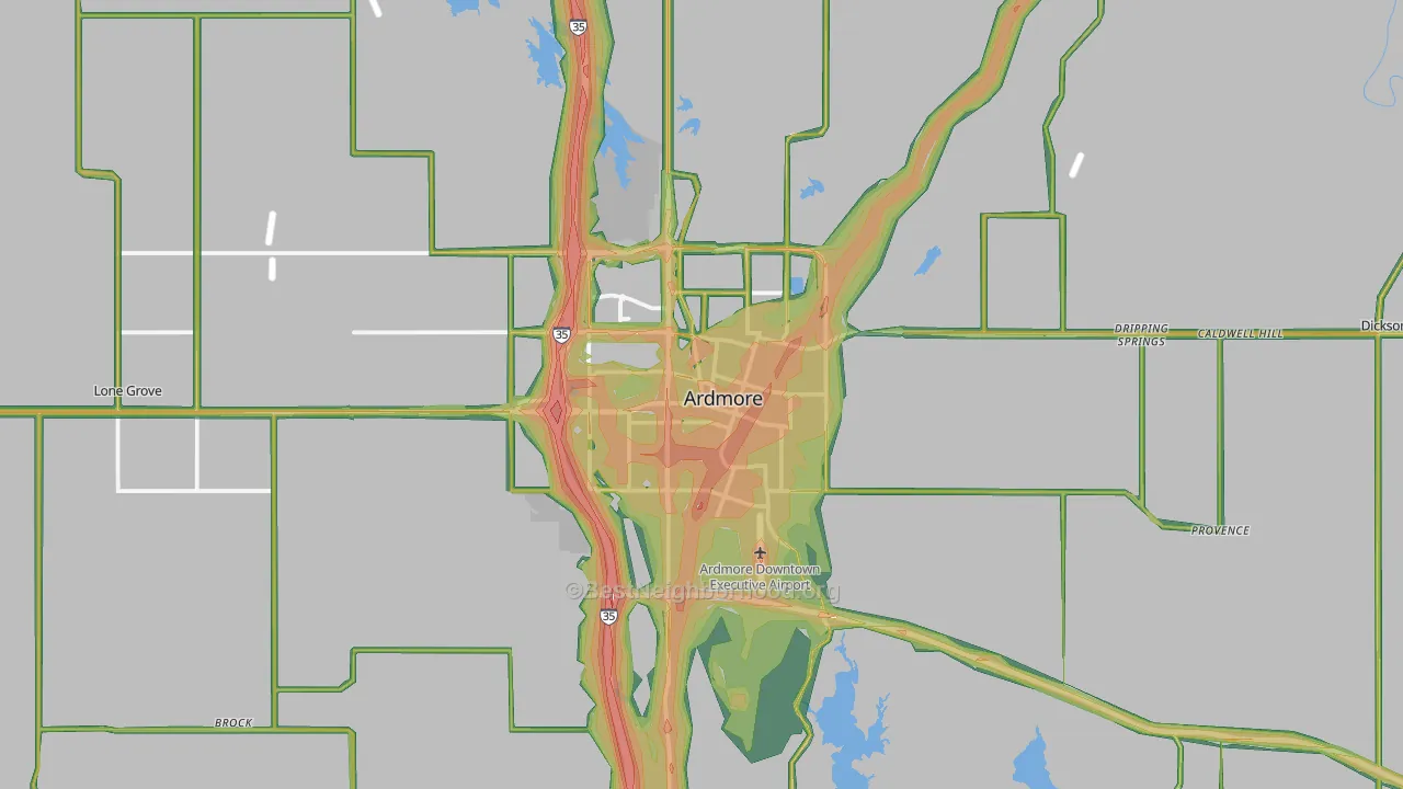 Ardmore, OK Map of Noise Levels in Ardmore