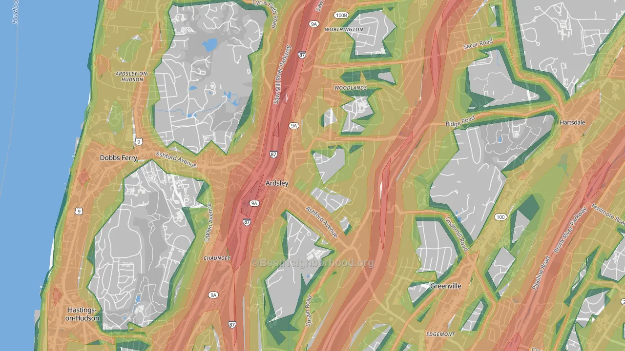 Ardsley, NY Map of Noise Levels in Ardsley
