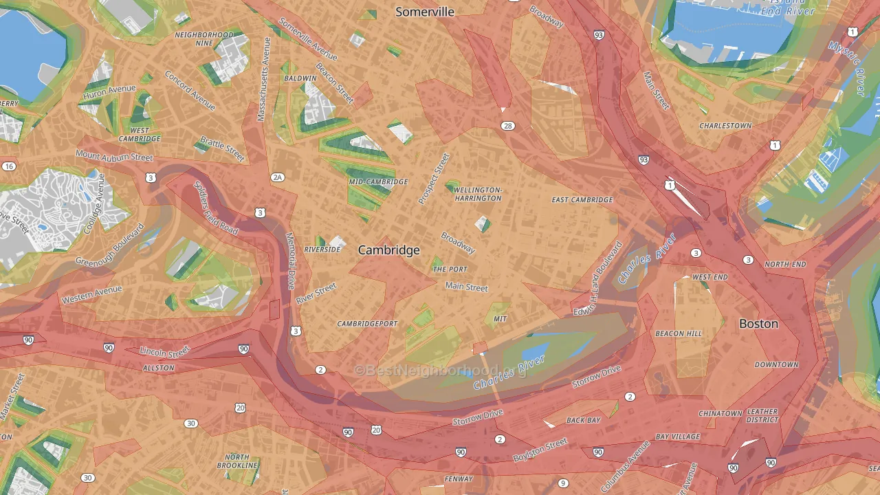 Area IV, Cambridge, MA Map of Noise Levels in Area IV