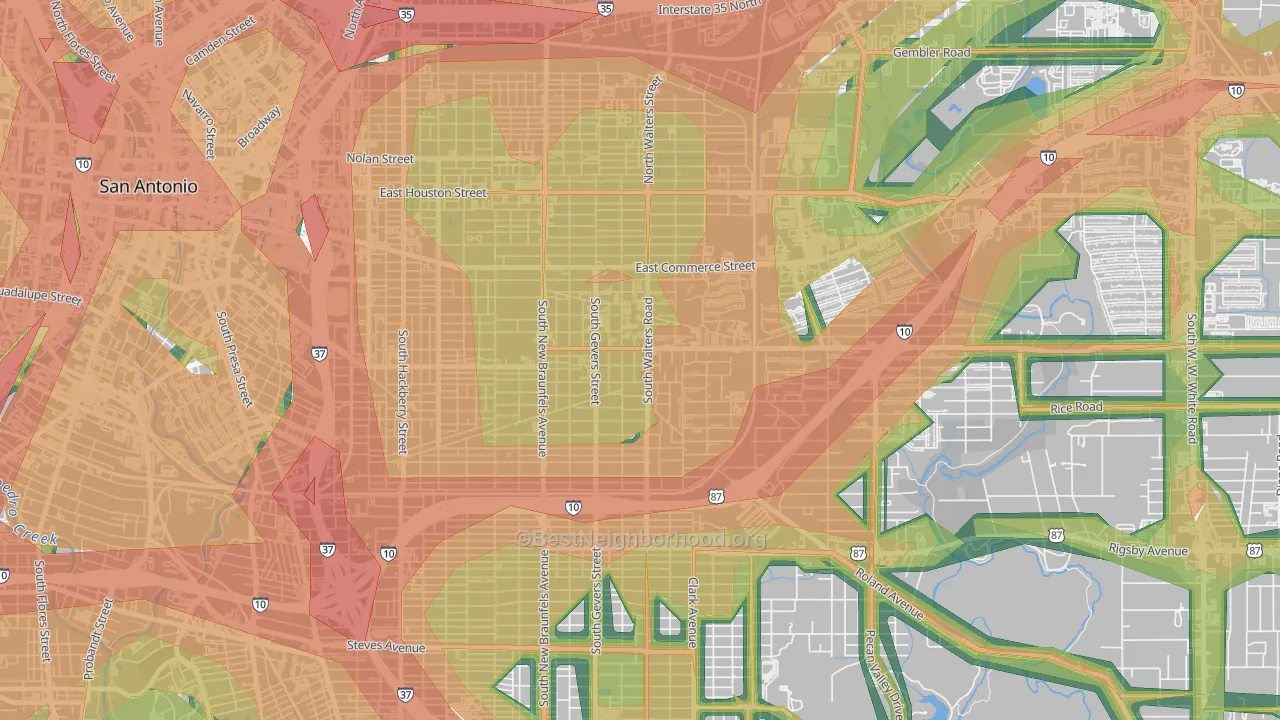 Arena District, San Antonio, TX Map of Noise Levels in Arena District