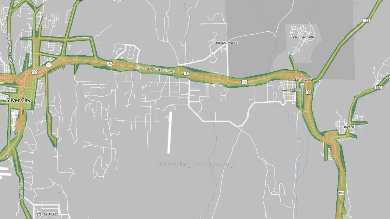 Arenas Valley, NM Map of Noise Levels in Arenas Valley
