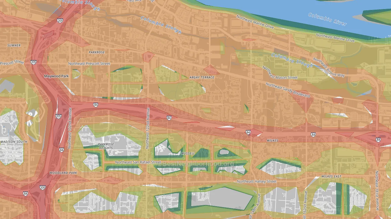 Argay, Portland, OR Map of Noise Levels in Argay