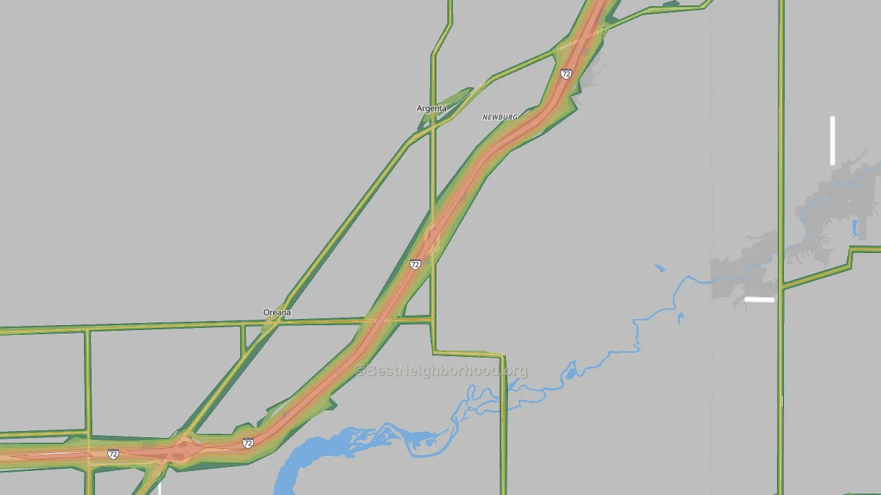 Argenta, IL Map of Noise Levels in Argenta