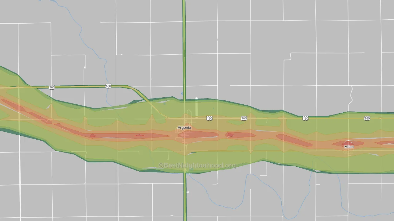 Argonia, KS Map of Noise Levels in Argonia