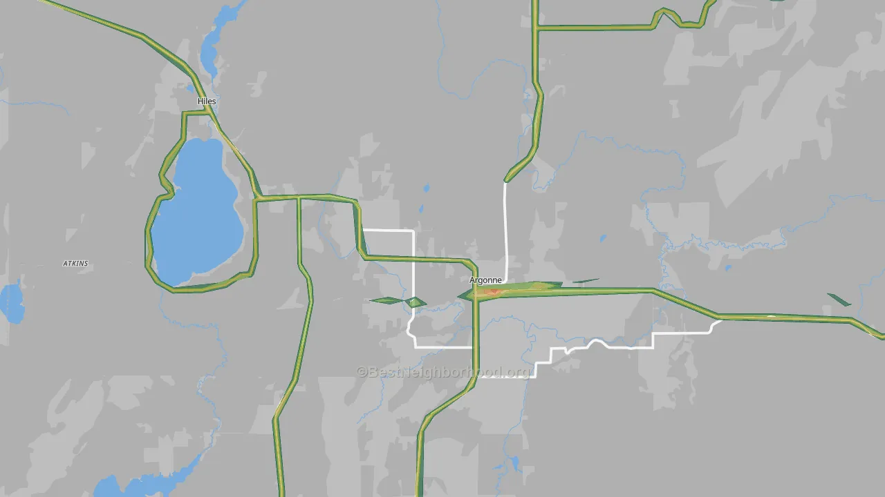 Argonne, WI Map of Noise Levels in Argonne