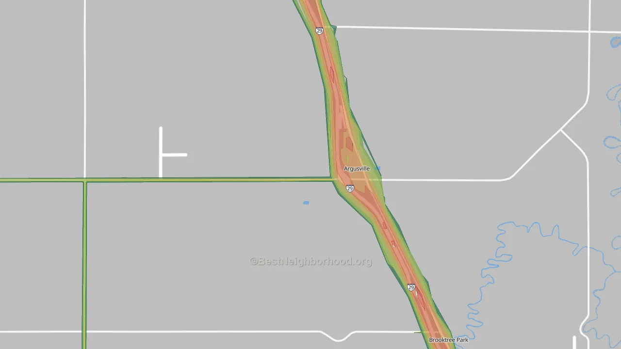Argusville, ND Map of Noise Levels in Argusville