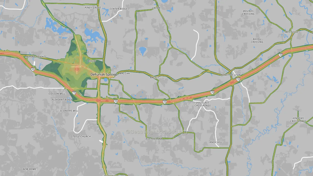 Argyle, FL Map of Noise Levels in Argyle
