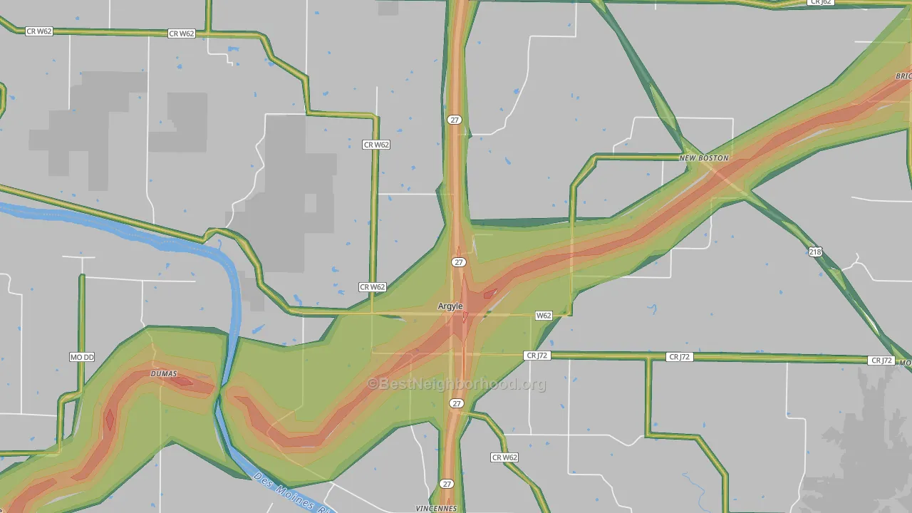 Argyle, IA Map of Noise Levels in Argyle