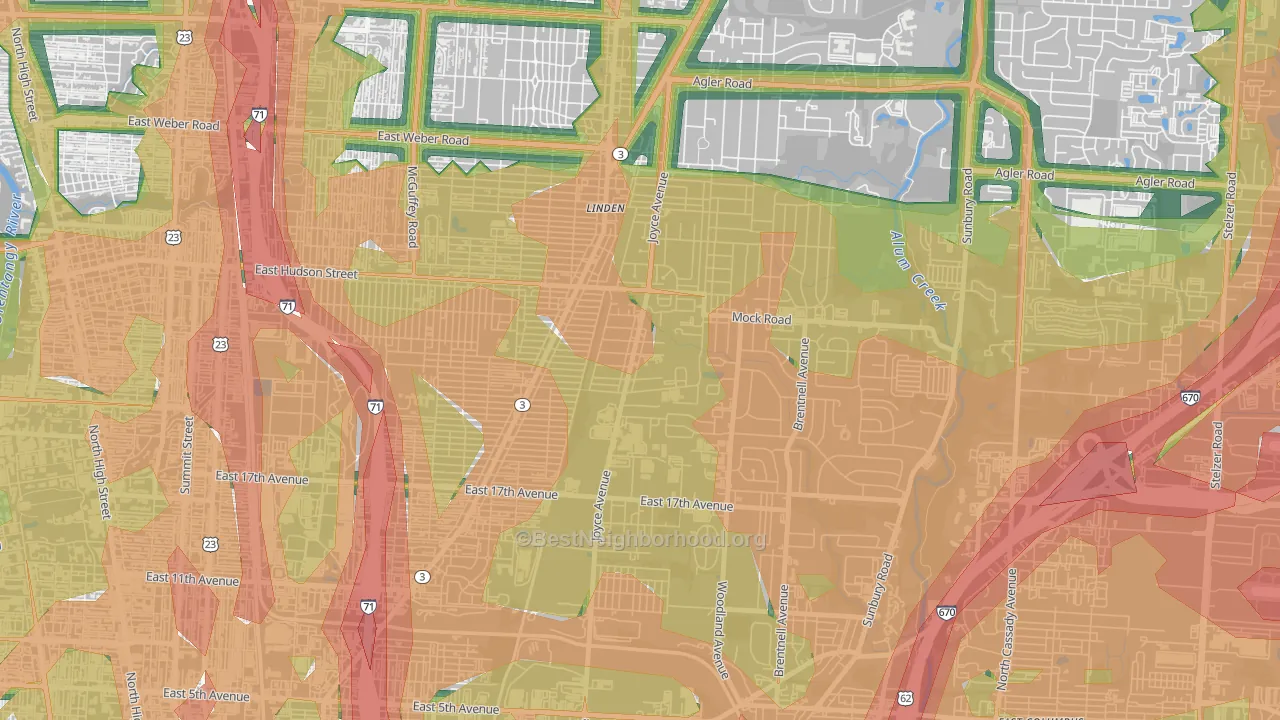 Argyle Park, Columbus, OH Map of Noise Levels in Argyle Park