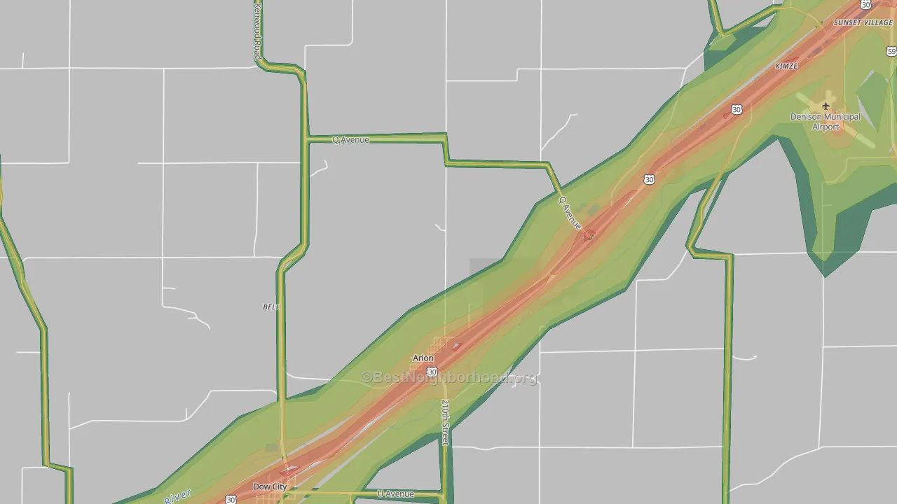 Arion, IA Map of Noise Levels in Arion