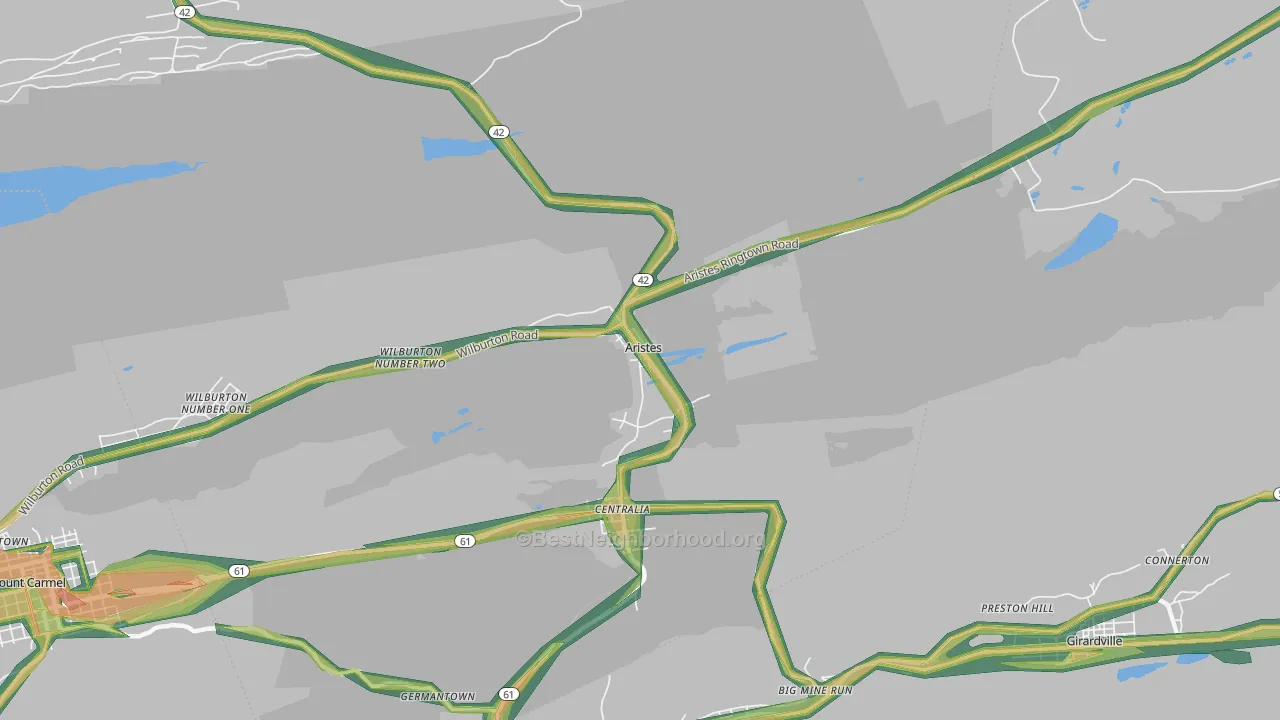 Aristes, PA Map of Noise Levels in Aristes