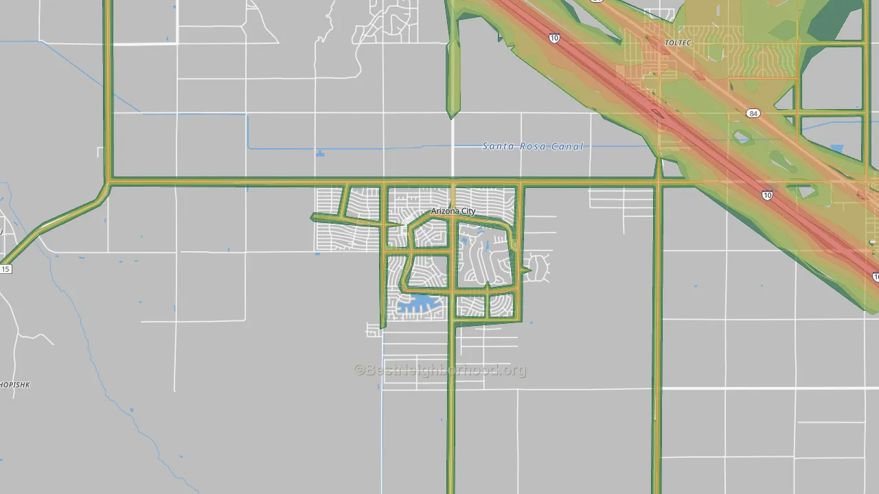 Arizona City, AZ Map of Noise Levels in Arizona City