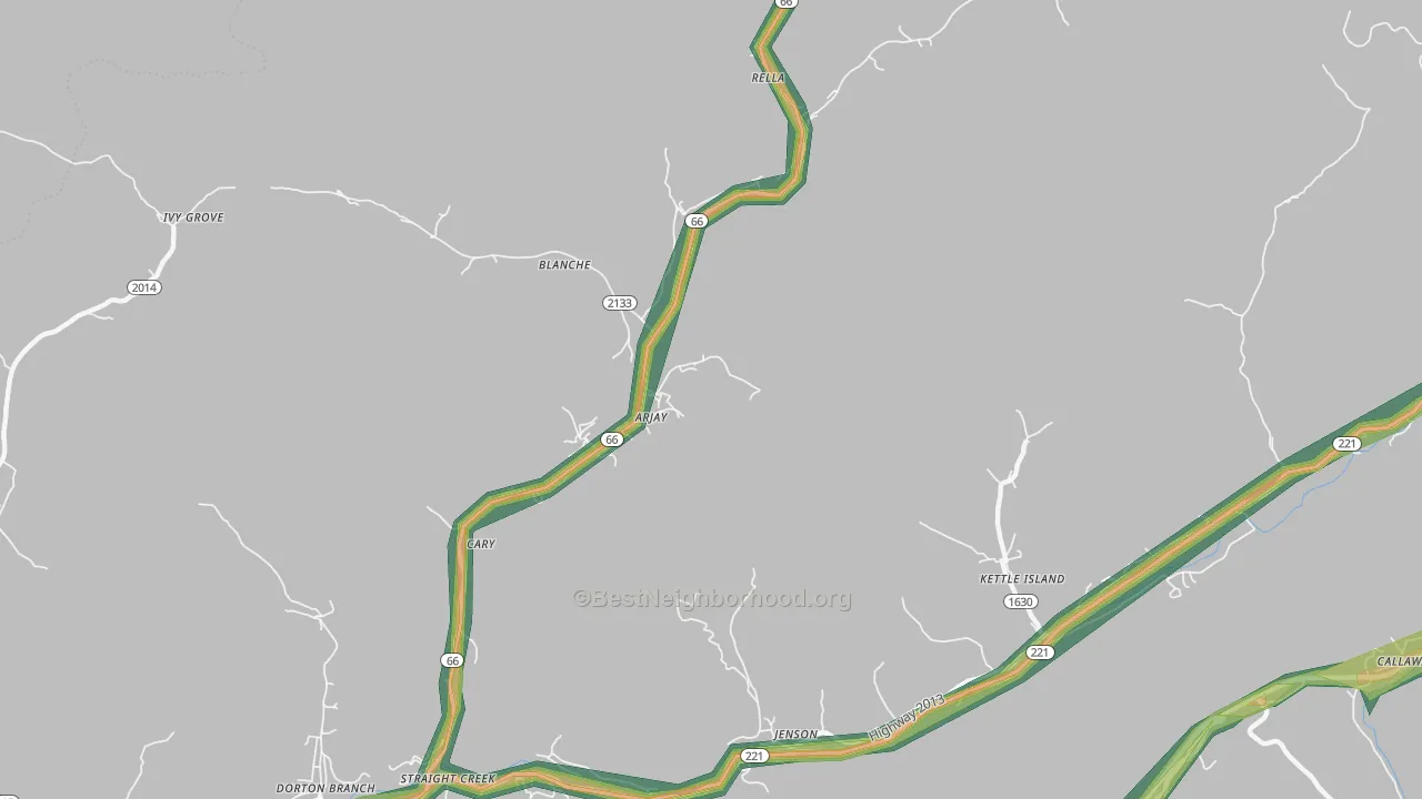 Arjay, KY Map of Noise Levels in Arjay