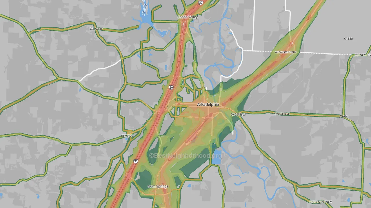 Arkadelphia, AR Map of Noise Levels in Arkadelphia