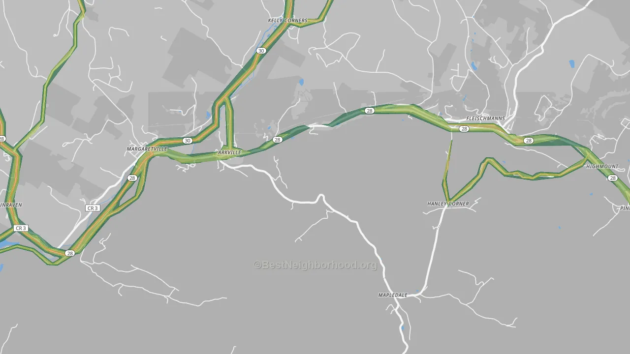 Arkville, NY Map of Noise Levels in Arkville