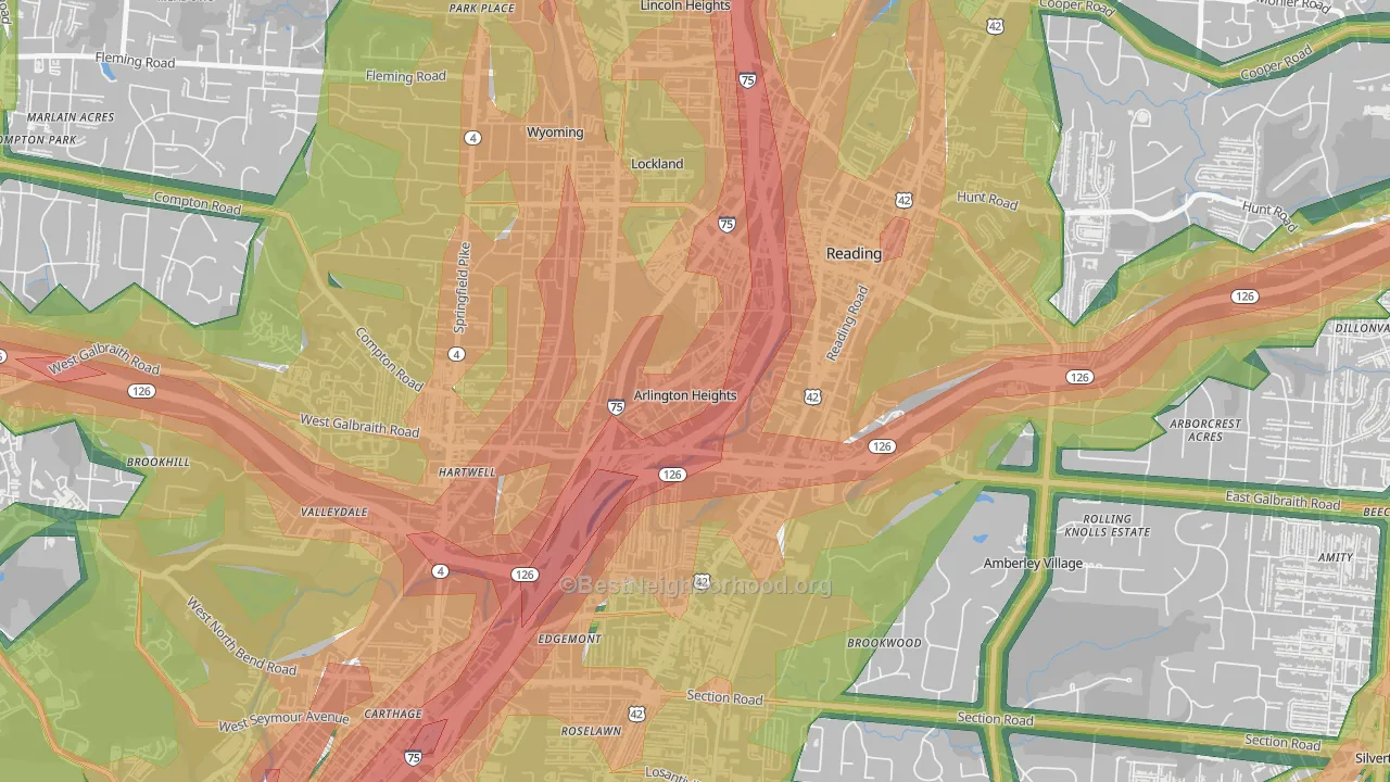 Arlington Heights, OH Map of Noise Levels in Arlington Heights