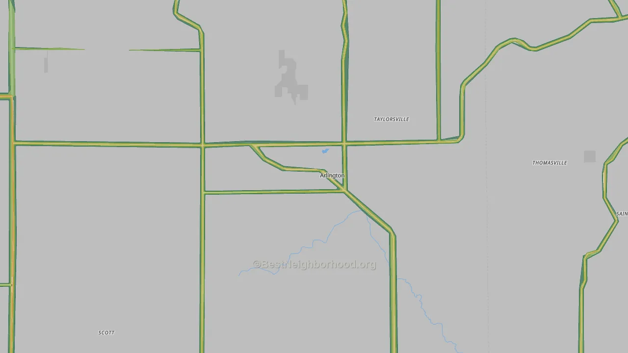 Arlington, IA Map of Noise Levels in Arlington