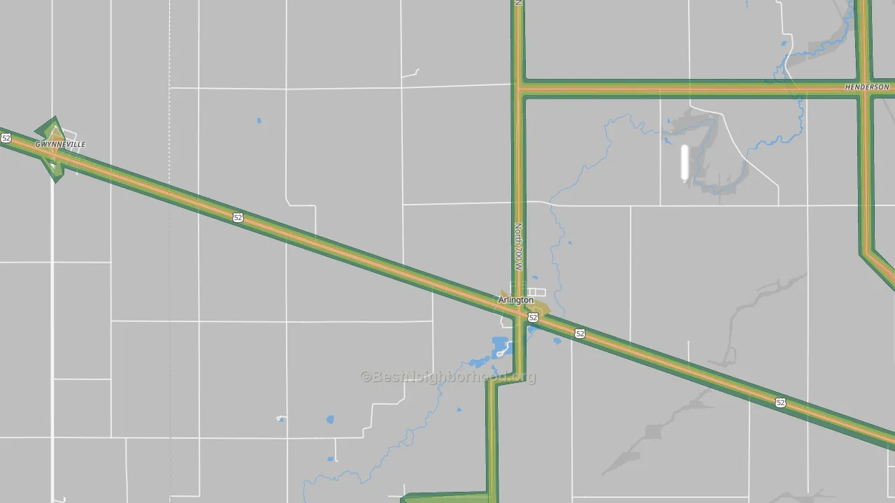 Arlington, IN Map of Noise Levels in Arlington