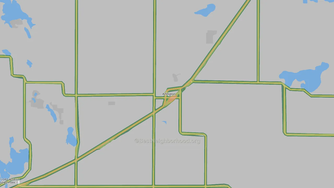 Arlington, MN Map of Noise Levels in Arlington