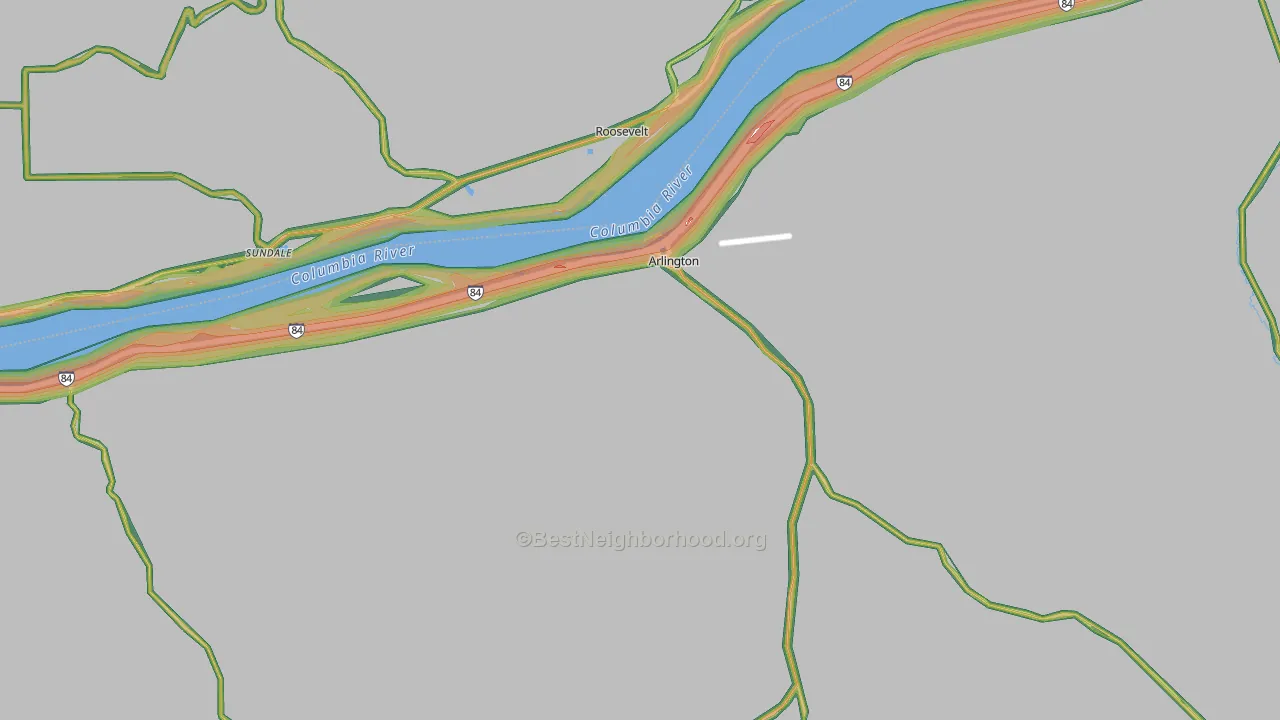 Arlington, OR Map of Noise Levels in Arlington