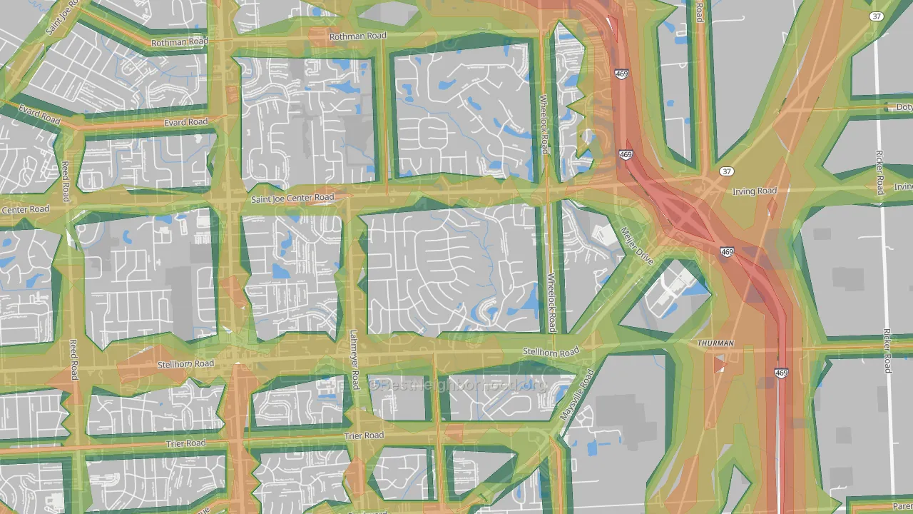 Arlington Park, Fort Wayne, IN Map of Noise Levels in Arlington Park