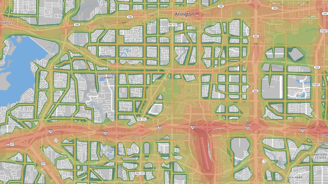 Arlington, TX Map of Noise Levels in Arlington