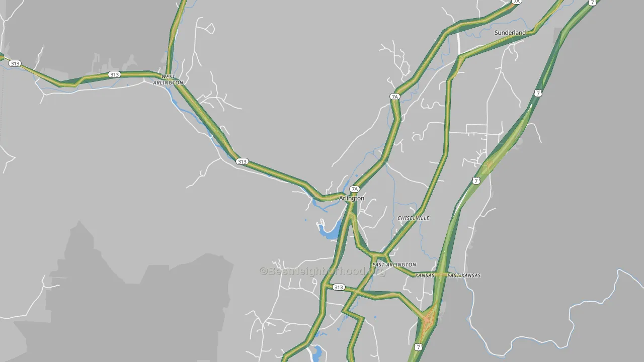 Arlington, VT Map of Noise Levels in Arlington