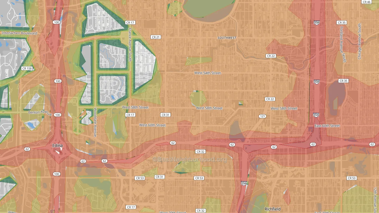 Armatage, Minneapolis, MN Map of Noise Levels in Armatage