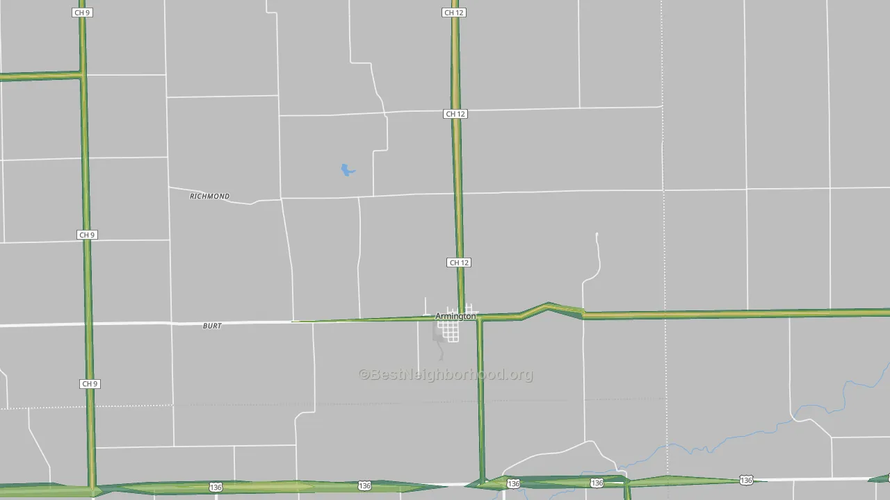 Armington, IL Map of Noise Levels in Armington