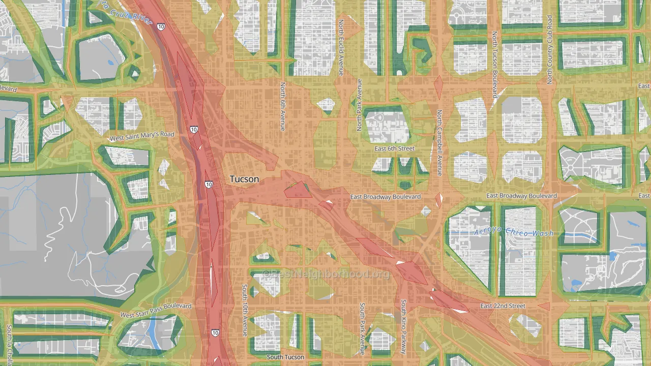 Armory Park, Tucson, AZ Map of Noise Levels in Armory Park
