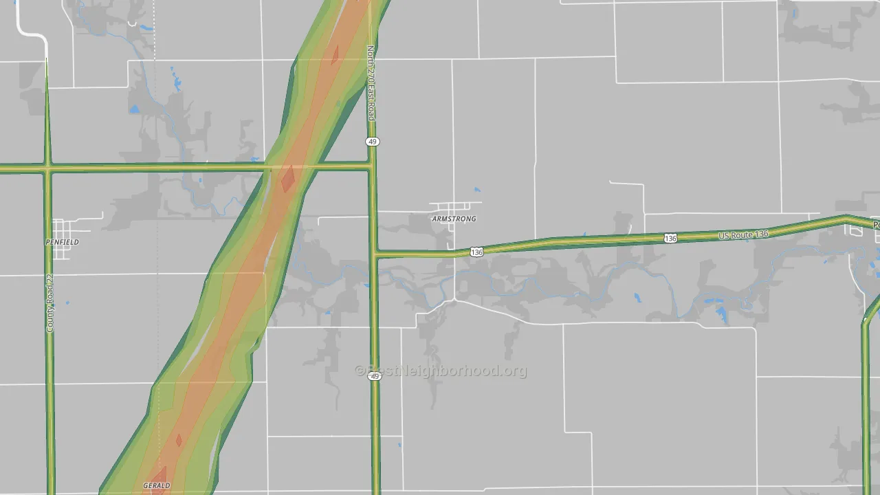 Armstrong, IL Map of Noise Levels in Armstrong