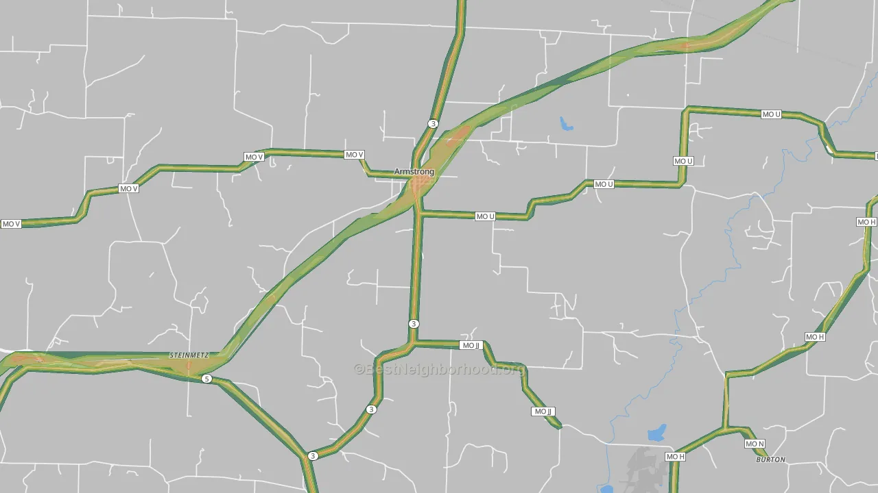 Armstrong, MO Map of Noise Levels in Armstrong