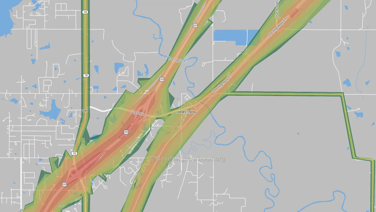 Armstrong, OK Map of Noise Levels in Armstrong