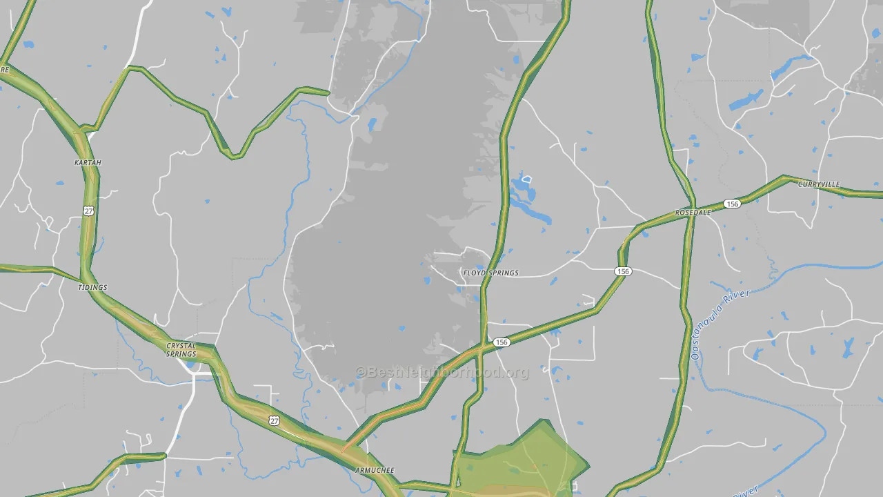 Armuchee, GA Map of Noise Levels in Armuchee