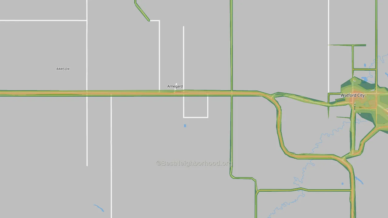 Arnegard, ND Map of Noise Levels in Arnegard