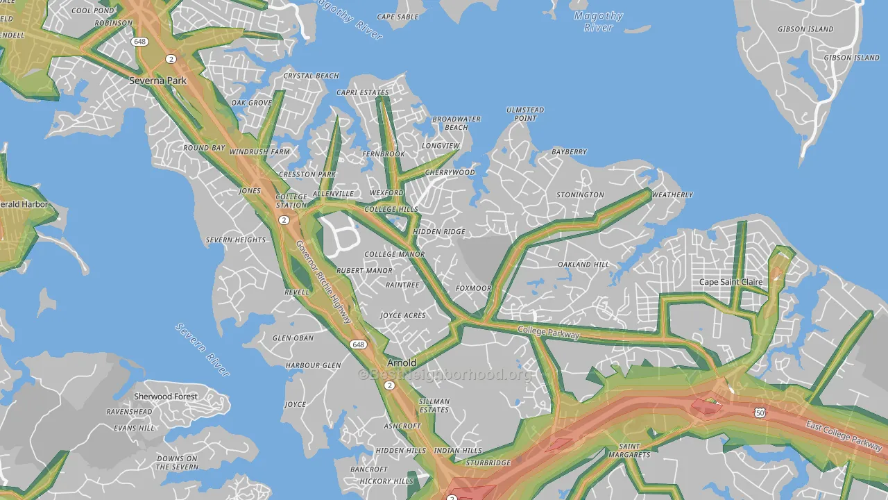 Arnold, MD Map of Noise Levels in Arnold