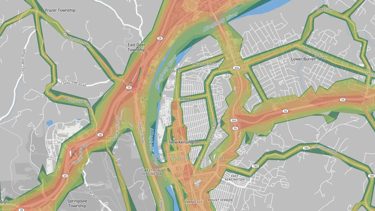 Arnold, PA Map of Noise Levels in Arnold