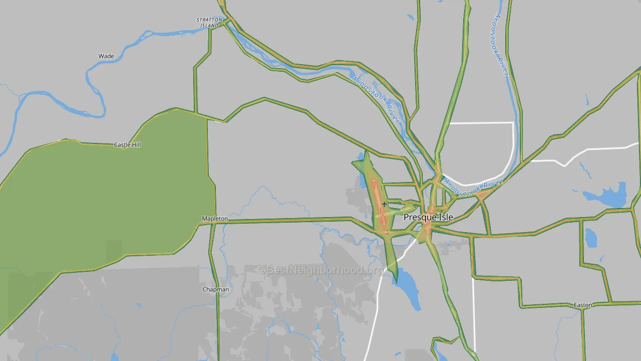 Aroostook County, ME Map of Noise Levels in Aroostook County