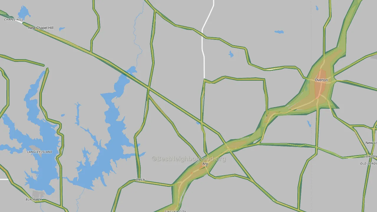 Arp, TX Map of Noise Levels in Arp