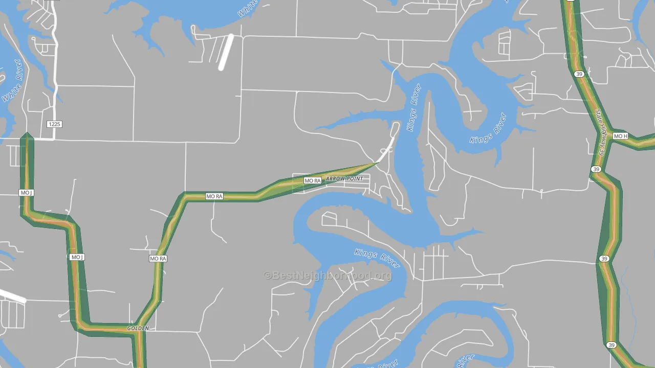 Arrow Point, MO Map of Noise Levels in Arrow Point