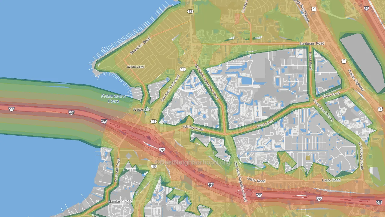 Arrowhead, Jacksonville, FL Map of Noise Levels in Arrowhead