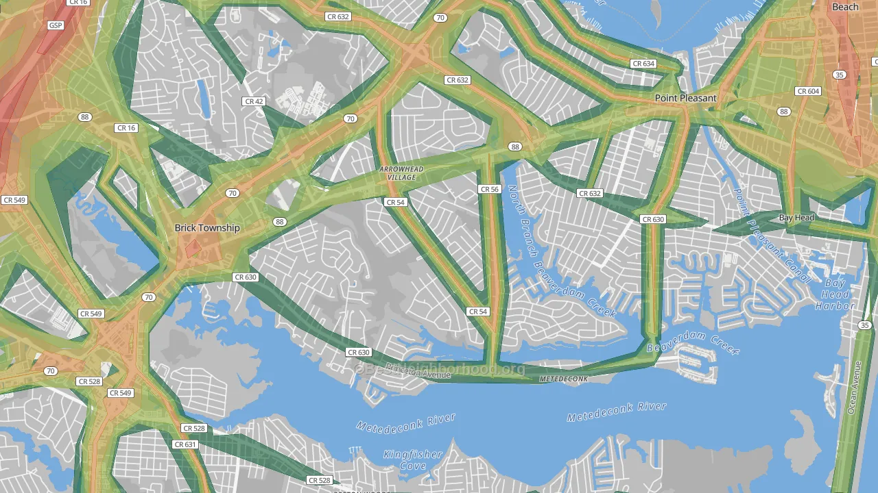 Arrowhead Park, Brick, NJ Map of Noise Levels in Arrowhead Park