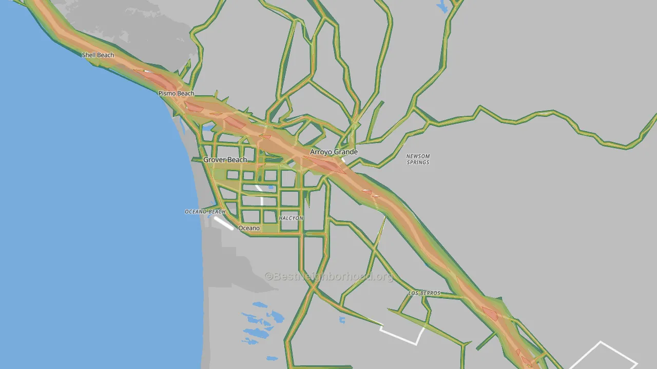 Arroyo Grande, CA Map of Noise Levels in Arroyo Grande